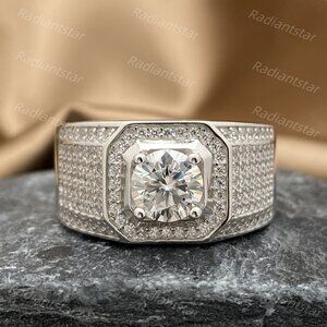 NEW Certified 1 ct. t.w.  Moissanite Mens Ring